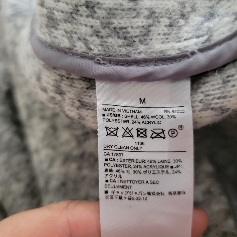Banana Republic Knit Cocoon Wool Blend Oversized 2 Button Front Coat SZ M Gray - Picture 4 of 12